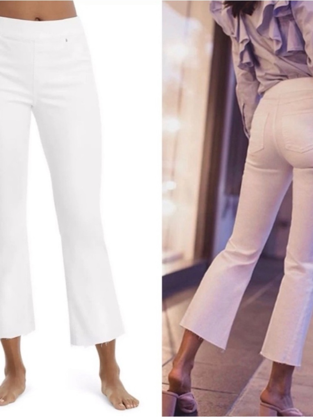 SPANX White Cropped Flare Ankle Jeans